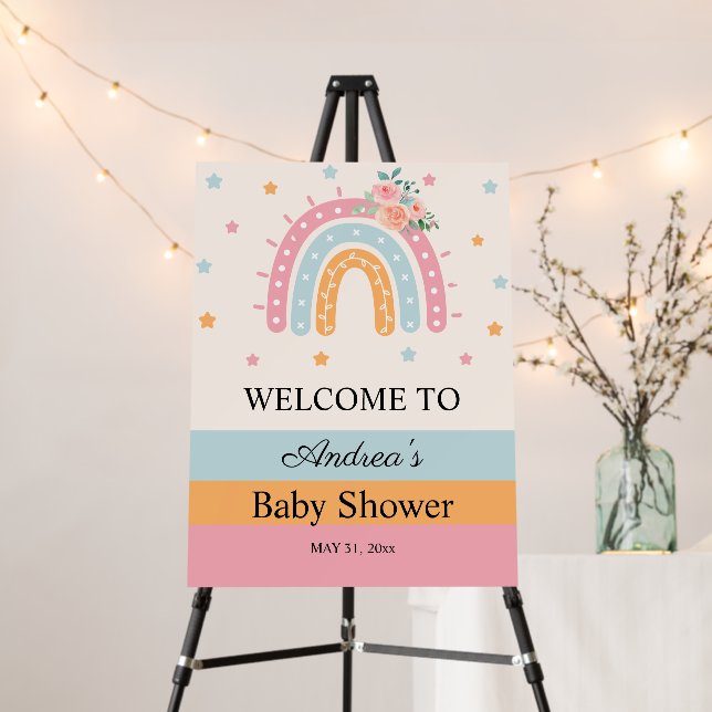Pink Rainbow Baby Shower Foam Board (In Situ (Stand))