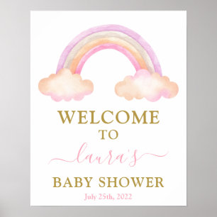 Pink Rainbow Baby Shower Girl Welcome sign