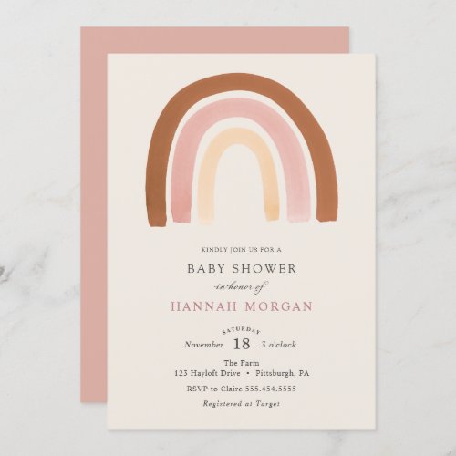 Pink Rainbow Baby Shower invitation