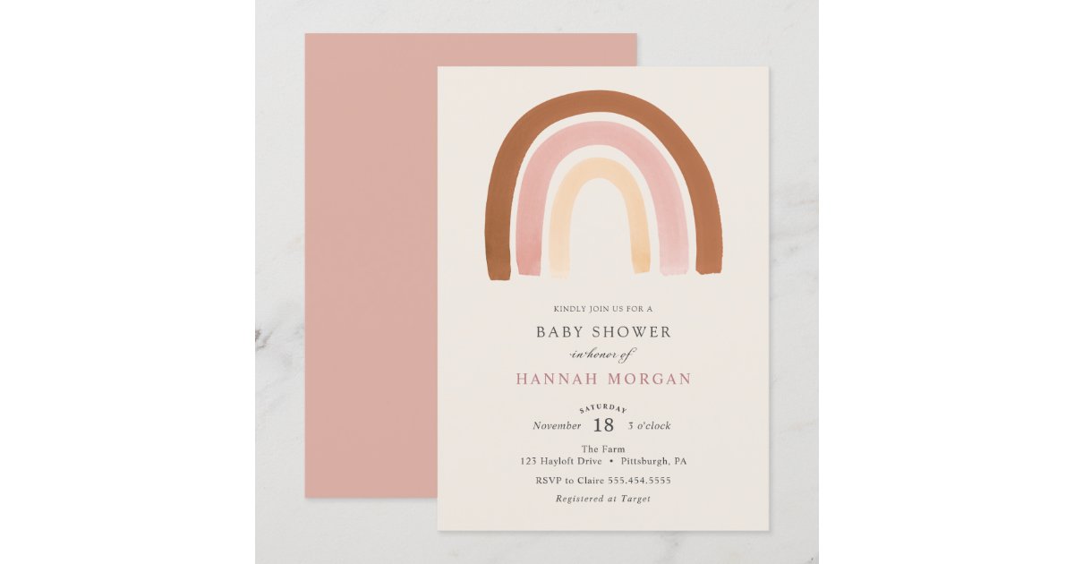 Pink Rainbow Baby Shower invitation Zazzle