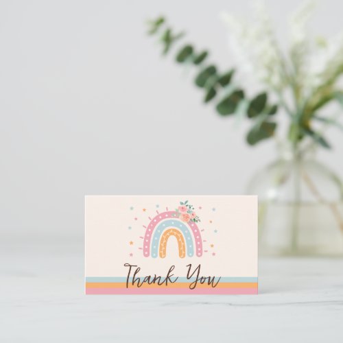 Pink Rainbow Baby Shower Thank You Enclosure Card