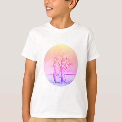 Pink Rainbow Ballet Shoes Simple Elegant T_Shirt