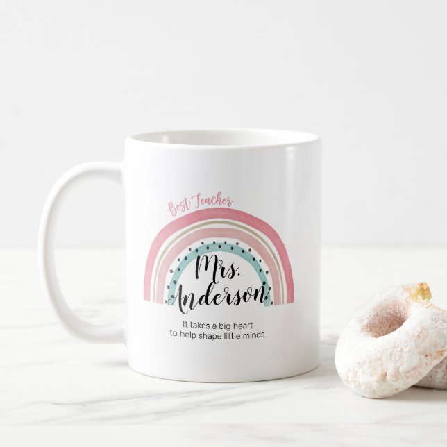 Pink Rainbow Best Teacher Coffee Mug (With Donut)
