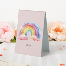 PINK RAINBOW BIRTHDAY PARTY TABLE SIGN
