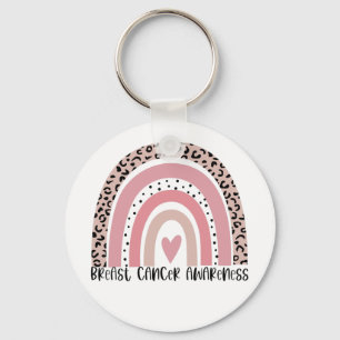 Pink Rainbow Breast Cancer Awareness Keychain