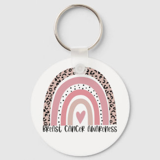 Pink Rainbow Breast Cancer Awareness Keychain