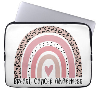 Pink Rainbow Breast Cancer Awareness Laptop Sleeve