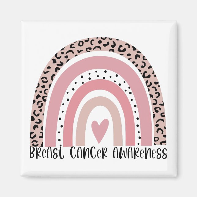 Pink Rainbow Breast Cancer Awareness Magnet (Front)