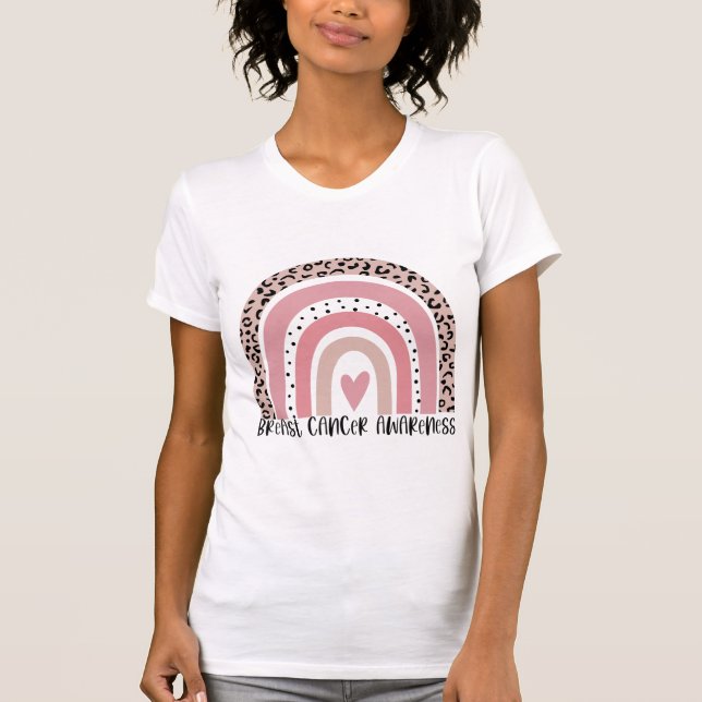 Pink Rainbow Breast Cancer Awareness T-Shirt (Front)