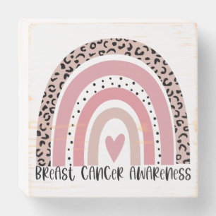 Pink Rainbow Breast Cancer Awareness Wooden Box Sign