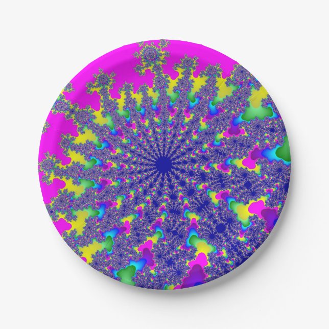 Pink Rainbow Burst Paper Plates (Front)