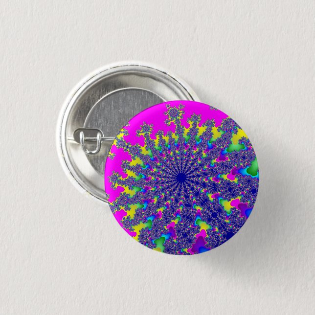 Pink Rainbow Burst Pinback Button (Front & Back)
