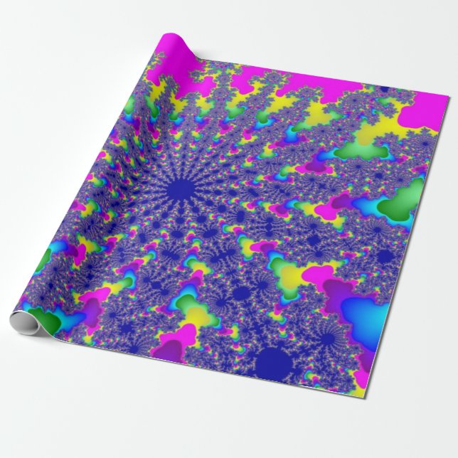 Pink Rainbow Burst Wrapping Paper (Unrolled)