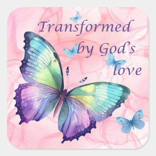 Pink rainbow butterfly Christian stickers