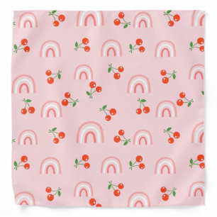 Pink Rainbow Cherry Pattern Bandana