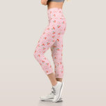 Pink Rainbow Cherry Pattern Capri Leggings