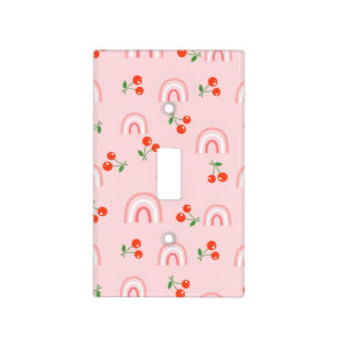 Pink Rainbow Cherry Pattern Light Switch Cover