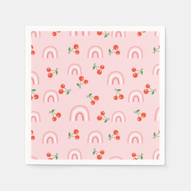 Pink Rainbow Cherry Pattern Napkins (Front)