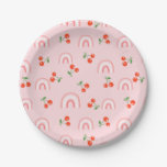 Pink Rainbow Cherry Pattern Paper Plates