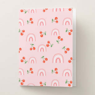 Pink Rainbow Cherry Pattern Pocket Folder