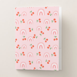 Pink Rainbow Cherry Pattern Pocket Folder