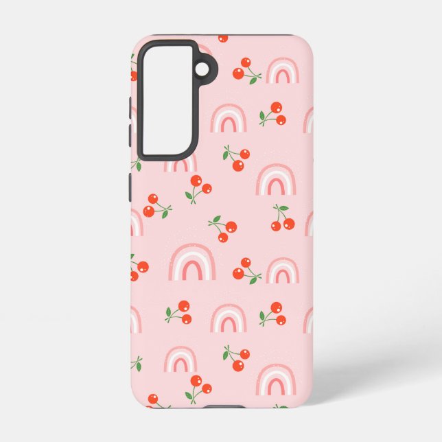 Pink Rainbow Cherry Pattern Samsung Galaxy Case (Back)