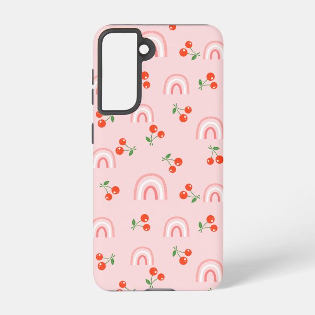 Pink Rainbow Cherry Pattern Samsung Galaxy Case (Back)