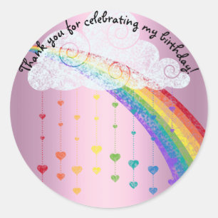 PINK RAINBOW CLOUDS THANK YOU CHILDRENS STICKER