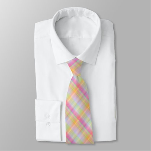 Pink rainbow color stripe design neck tie