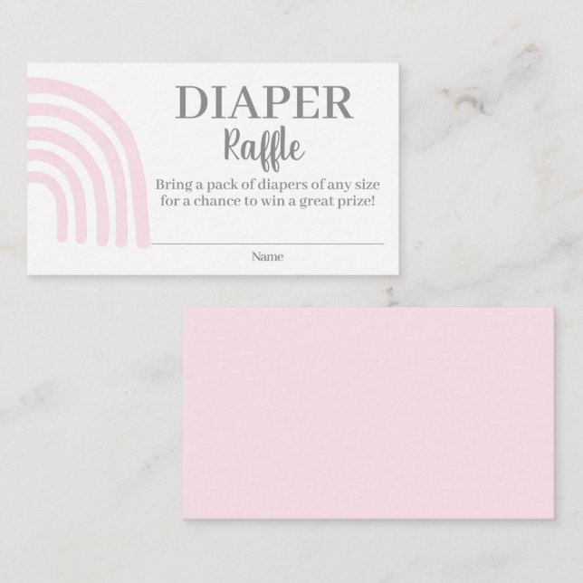 Pink Rainbow Diaper Raffle Enclosure Card (Front/Back)