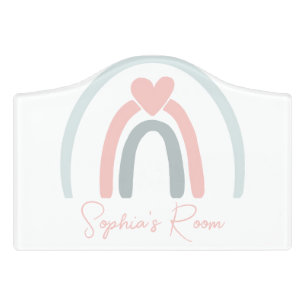 Pink rainbow Elegant stylish kids nursery door  Sign
