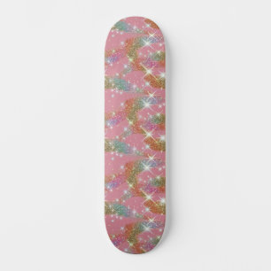 Pink Rainbow Faux Glitter Sparkle Pattern Skateboard
