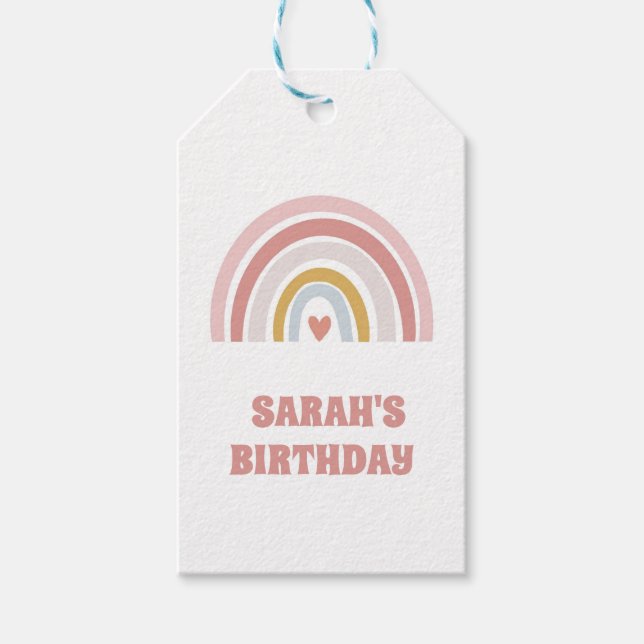 PINK RAINBOW GIFT TAG TO CUSTOMISE  (Front)