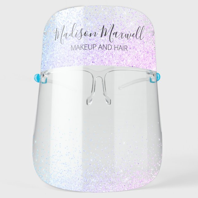 Pink Rainbow Glitter Salon Reopening Face Shield (Front)