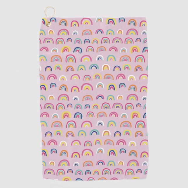 Pink Rainbow Golf Towel (Front)