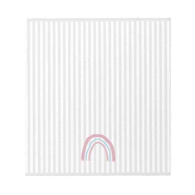 Pink Rainbow Gray Stripe Notepad (Front)