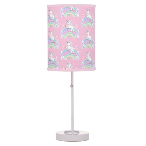 Pink Rainbow Heart  Unicorn Table Lamp