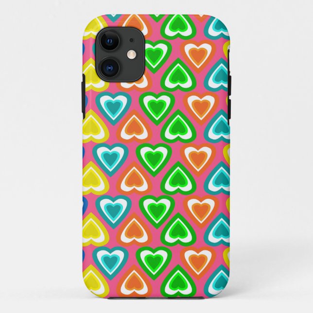 pink rainbow hearts pattern Case-Mate iPhone case (Back)