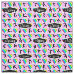 PINK RAINBOW HEARTS PERSONALIZED GYMNAST FABRIC
