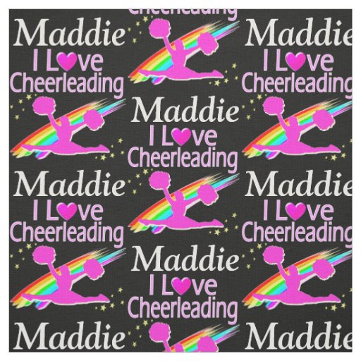PINK RAINBOW I LOVE CHEERLEADING CUSTOMIZED FABRIC