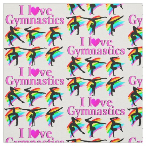 PINK RAINBOW I LOVE GYMNASTICS DESIGN FABRIC