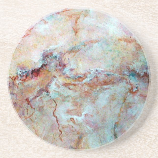 Pink rainbow marble stone finish sandstone coaster (Front)