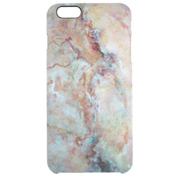 Pink Rainbow Marble Stone Finish Clear Iphone 6 Plus Case by sumwoman at Zazzle