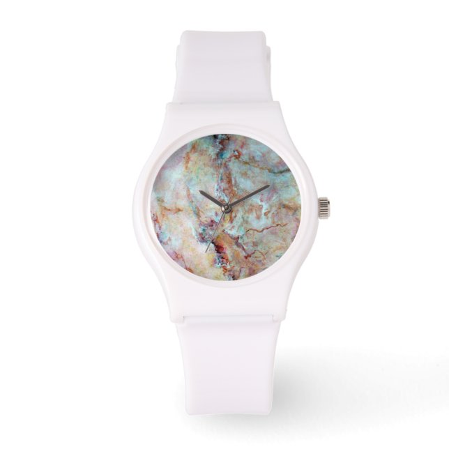 Pink rainbow marble stone finish watch (Front)