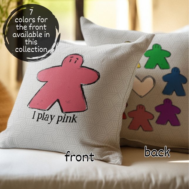 Pink Rainbow Meeple Board Game Love  Throw Pillow (Creator Uploaded)