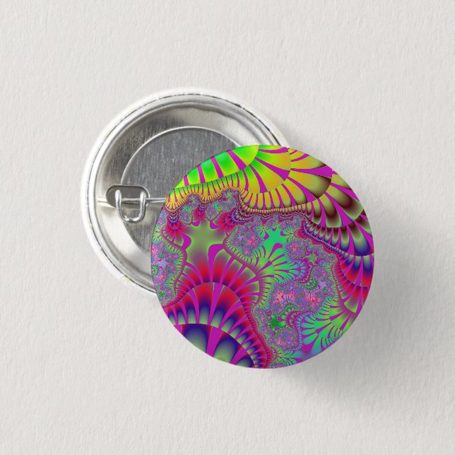 Pink Rainbow Melt Pinback Button (Front & Back)