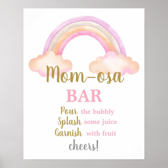 Pink Rainbow Momosa Bar Girl sign (Front)