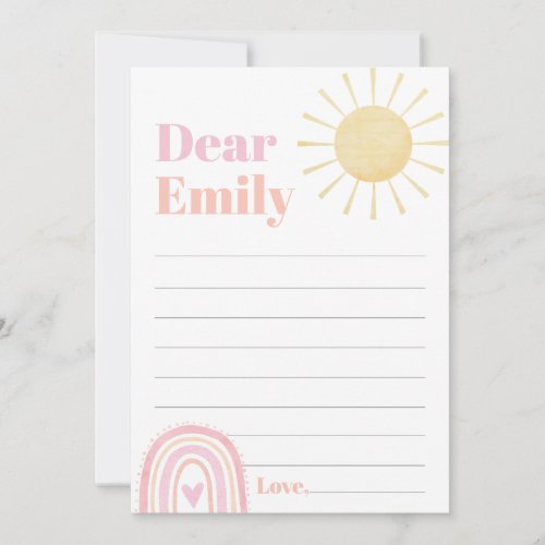 Pink Rainbow Onederful 1st Birthday Time Capsule Thank You Card