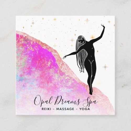  Pink Rainbow Opal Goddess Celestial Mystical Square Business Card