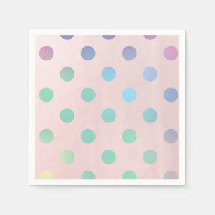 Pink Rainbow Pastel Polka Dots Birthday Party Paper Napkins